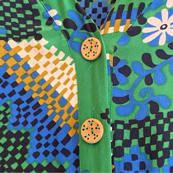 Anthropologie Moulinette Soeurs 100% Silk Rainforest Morning Shirtdress Green - Picture 3 of 12